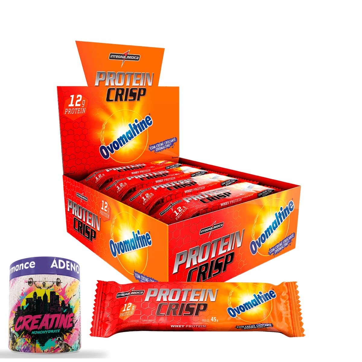 Caixa display Protein Crisp Bar Ovomaltine Integralmédica com 12 barras de 45g
