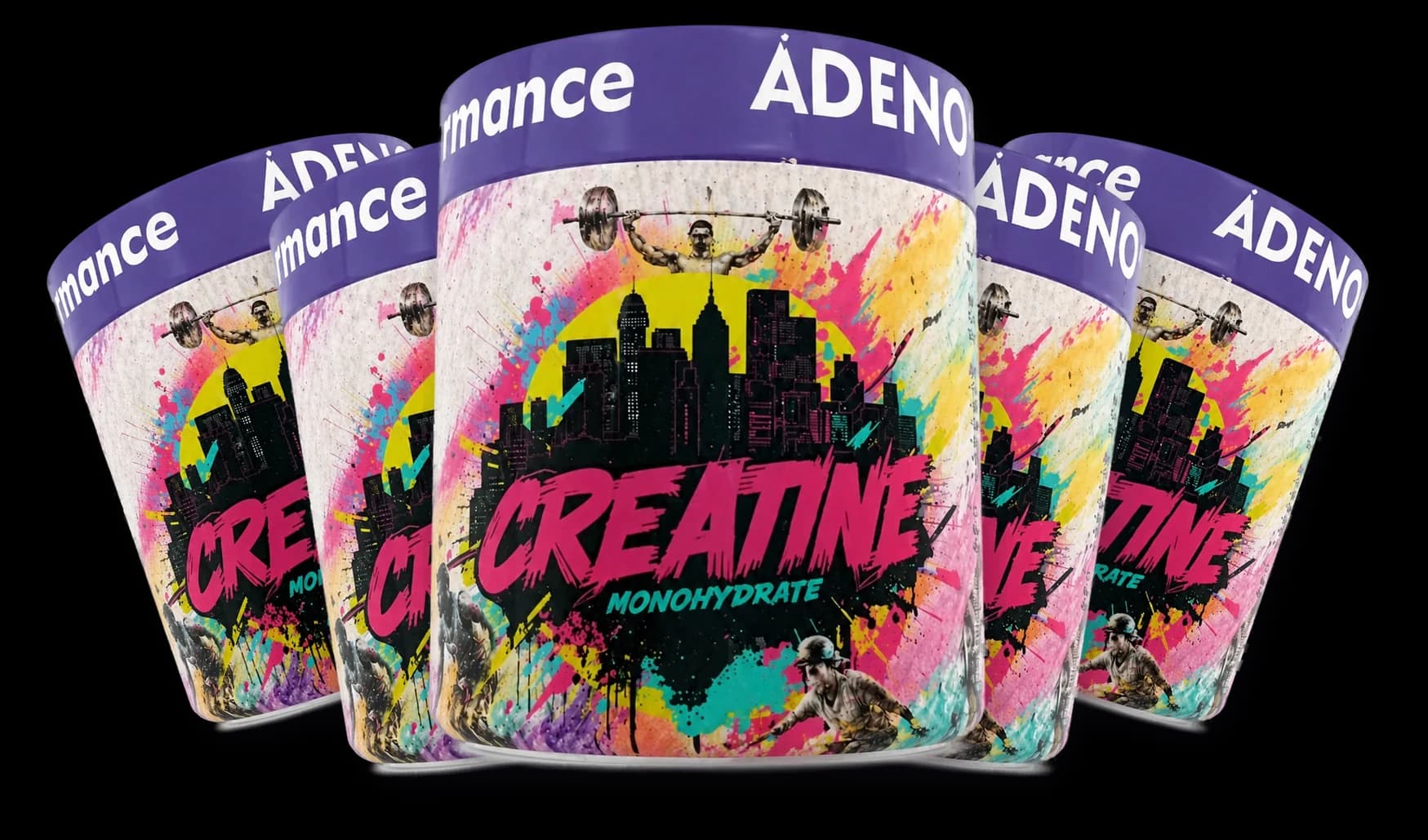 Combo Creatina Monohidratada Pura ADENO Performance — 5 potes de 300g